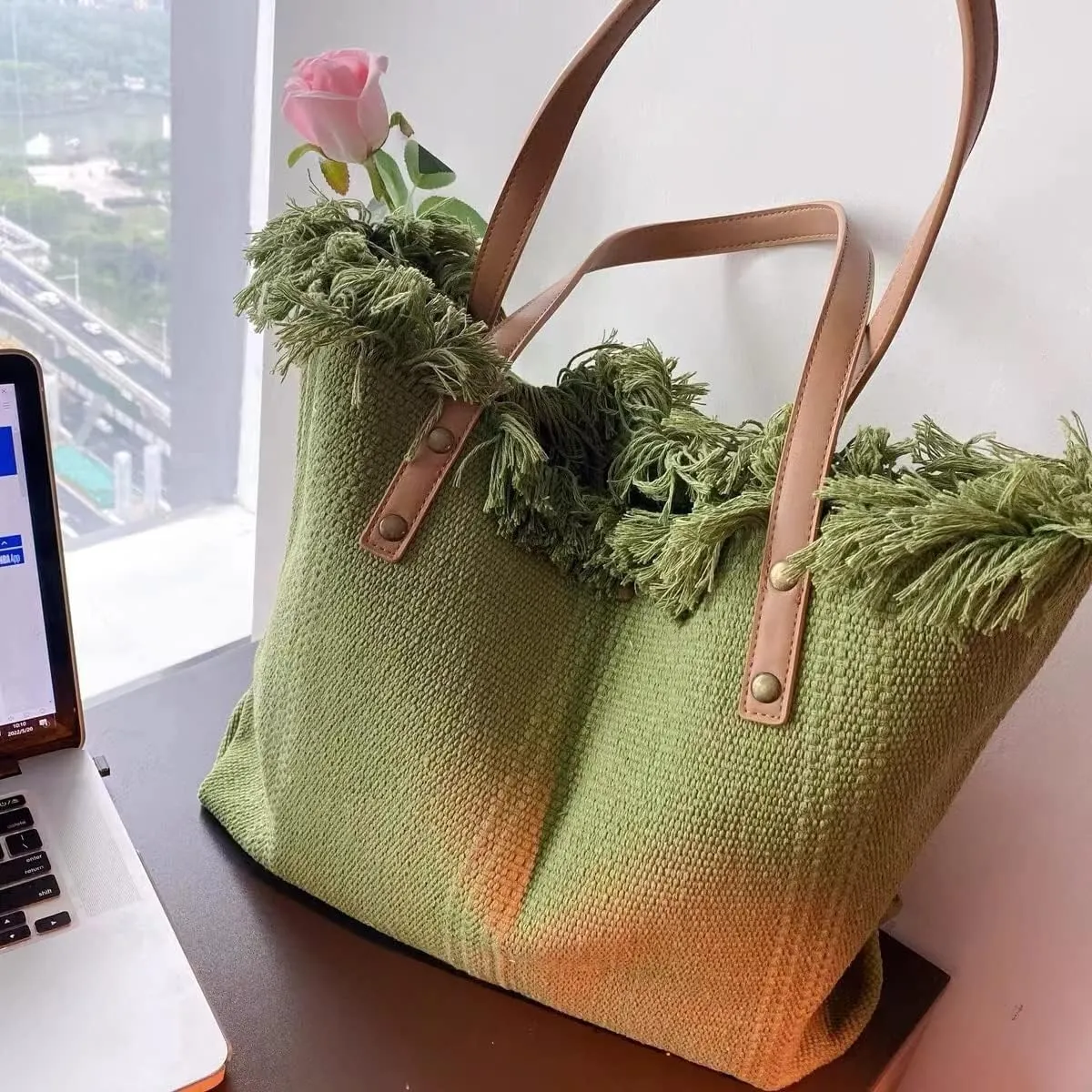 Women Large Size Canvas Bag Beach Tote Bag Large Capacity Mommy Bag