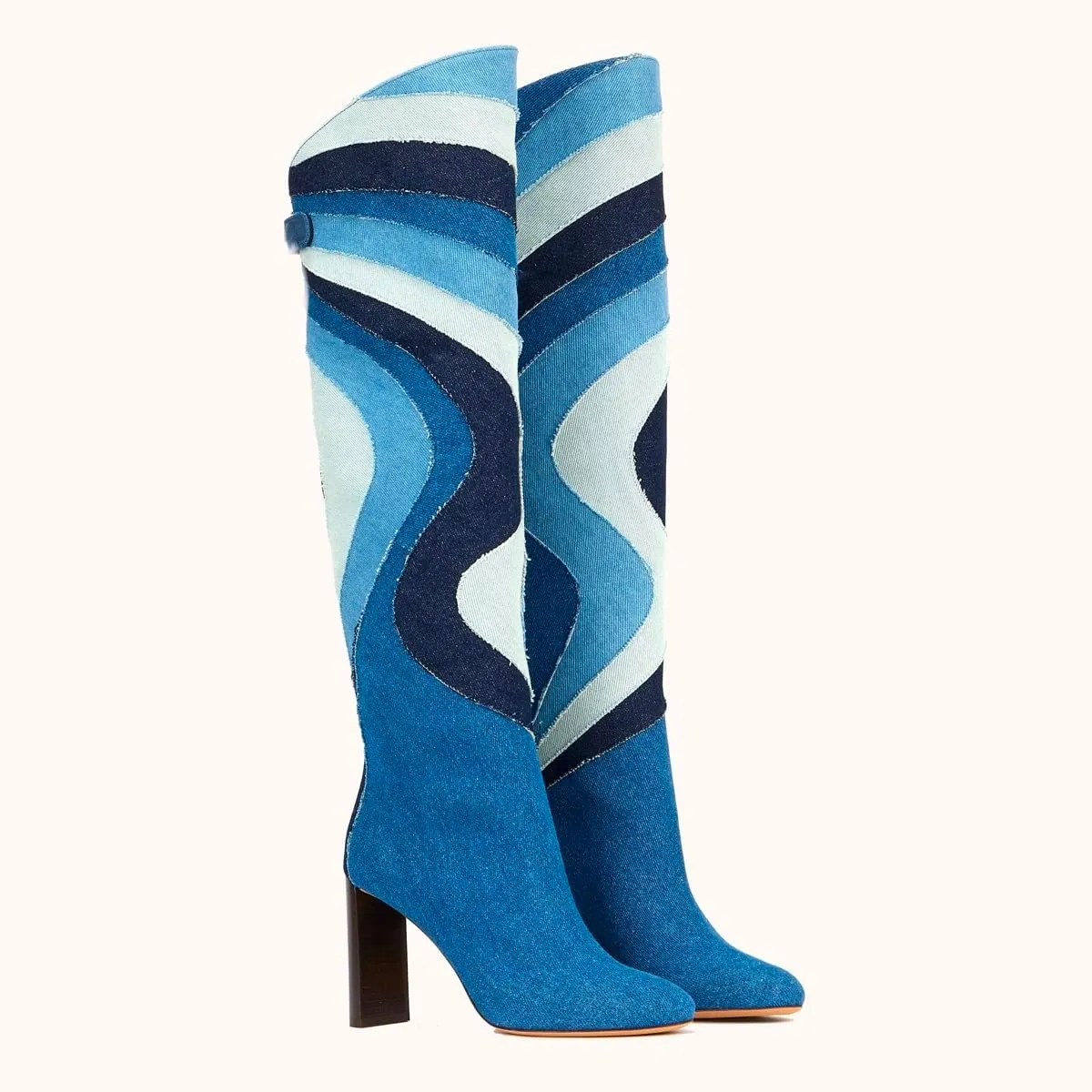 Women Rainbow Knee High Boots Suede Round Toe Dress Boots Chunky Block High Heel Multicolored Metallic Long Boots Colorful Patchwork Office Ladies Wedding Party Fall Winter Boot 4-11 M US