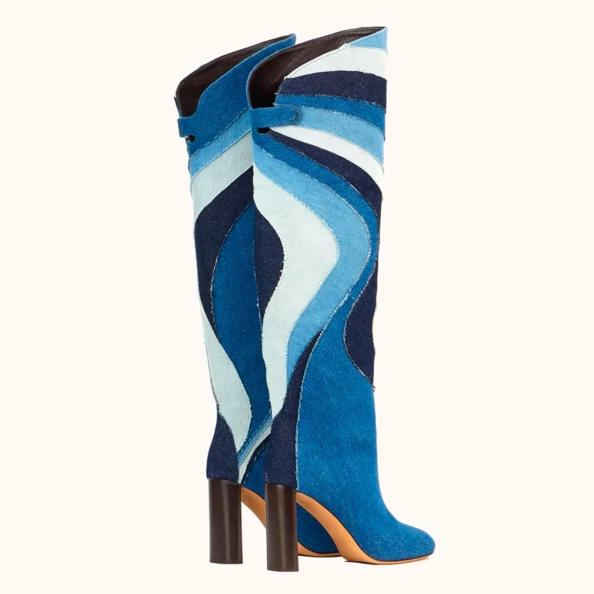 Women Rainbow Knee High Boots Suede Round Toe Dress Boots Chunky Block High Heel Multicolored Metallic Long Boots Colorful Patchwork Office Ladies Wedding Party Fall Winter Boot 4-11 M US