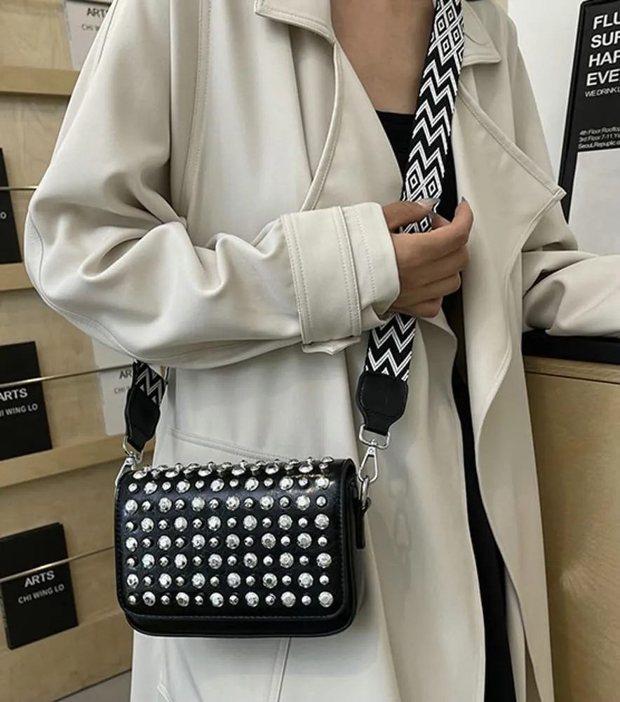 Women Rivet Crossbody Bag Handbag Purse Clutch Small Leather Satchel Studded Shoulder Tote Bag Top-handle Bag Y2K Punk Purse