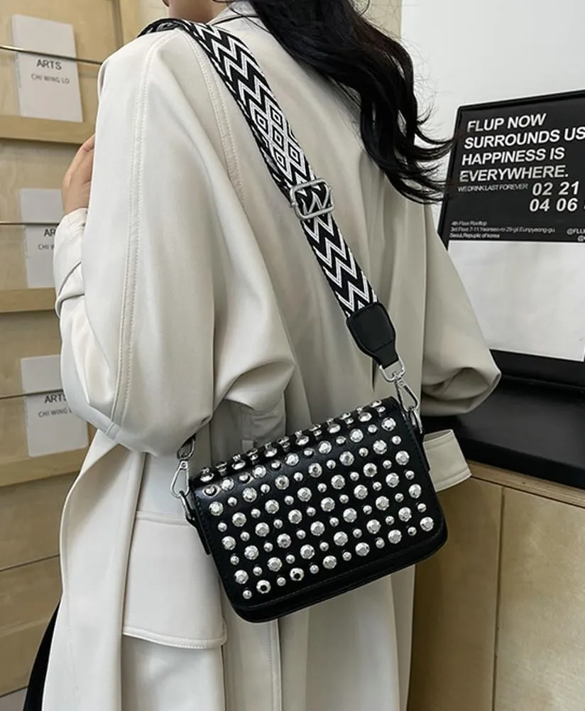 Women Rivet Crossbody Bag Handbag Purse Clutch Small Leather Satchel Studded Shoulder Tote Bag Top-handle Bag Y2K Punk Purse