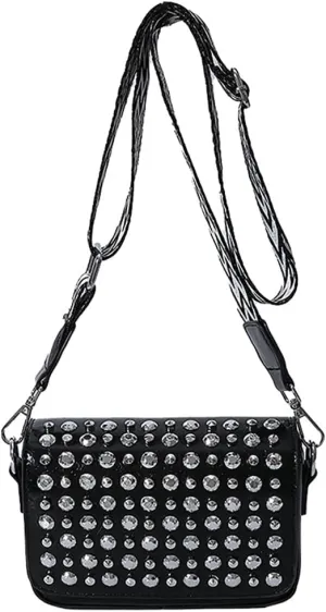 Women Rivet Crossbody Bag Handbag Purse Clutch Small Leather Satchel Studded Shoulder Tote Bag Top-handle Bag Y2K Punk Purse
