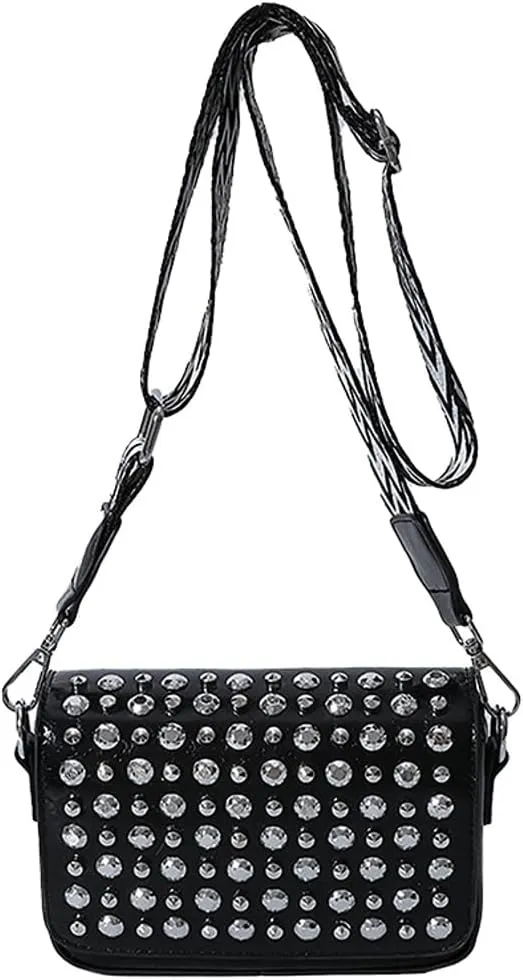 Women Rivet Crossbody Bag Handbag Purse Clutch Small Leather Satchel Studded Shoulder Tote Bag Top-handle Bag Y2K Punk Purse