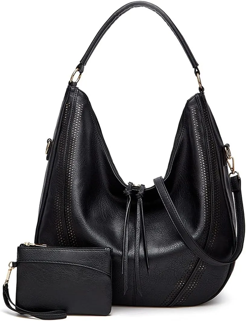 Women Shoulder Bag Tote Bag PU Leather Large Capacity Handbag Wallet Purse 2Pcs Set