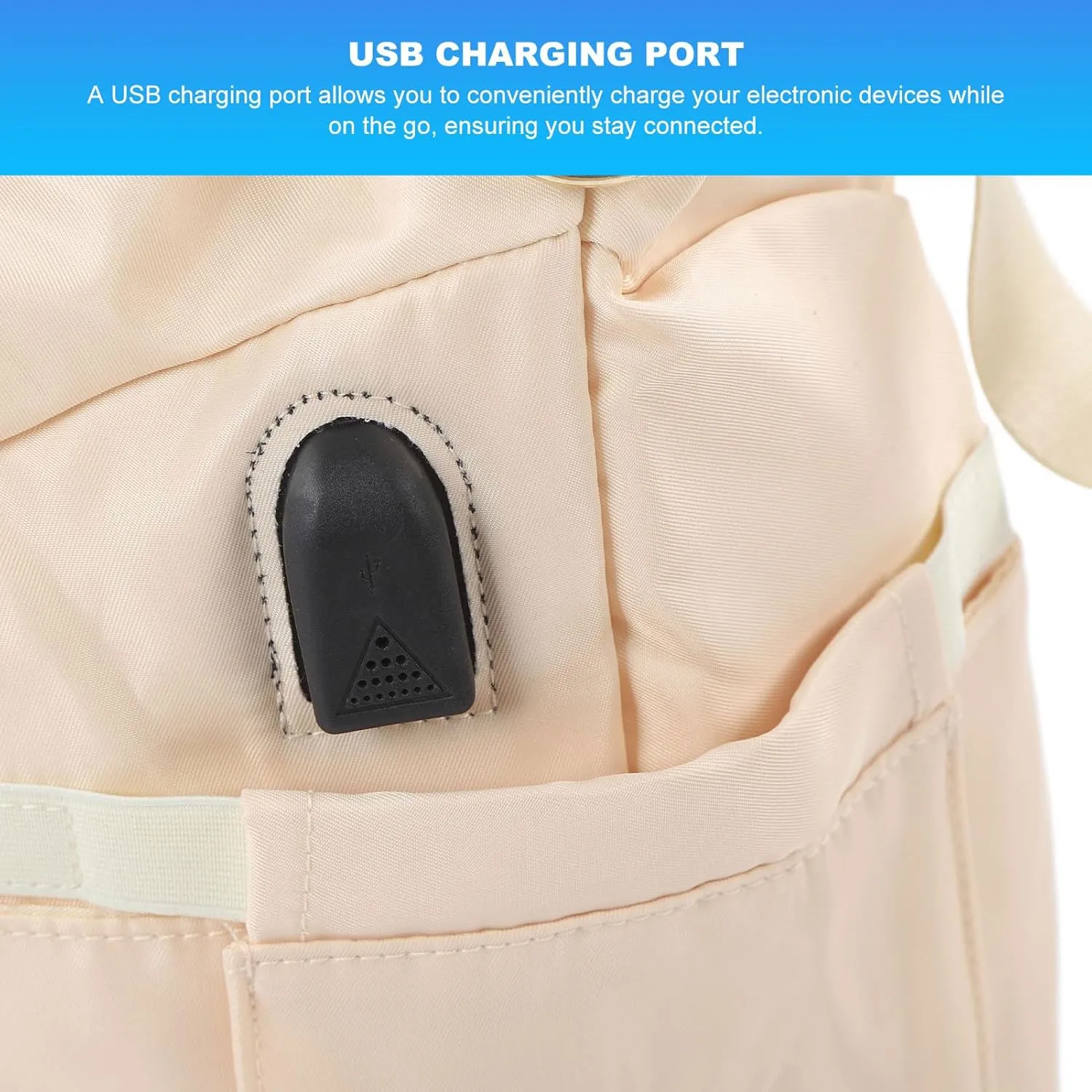 Women Sports Gym Bag Multiple Pockets Large Capacity Water Prevent Workout Travel Bag With Usb Charging Port For Fitness Yoga (Ivory White)