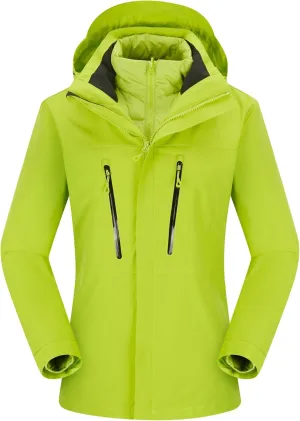 Women's 3-in-1 Waterproof Jacket Ski Jacket Winter Warm Waterproof Jacket