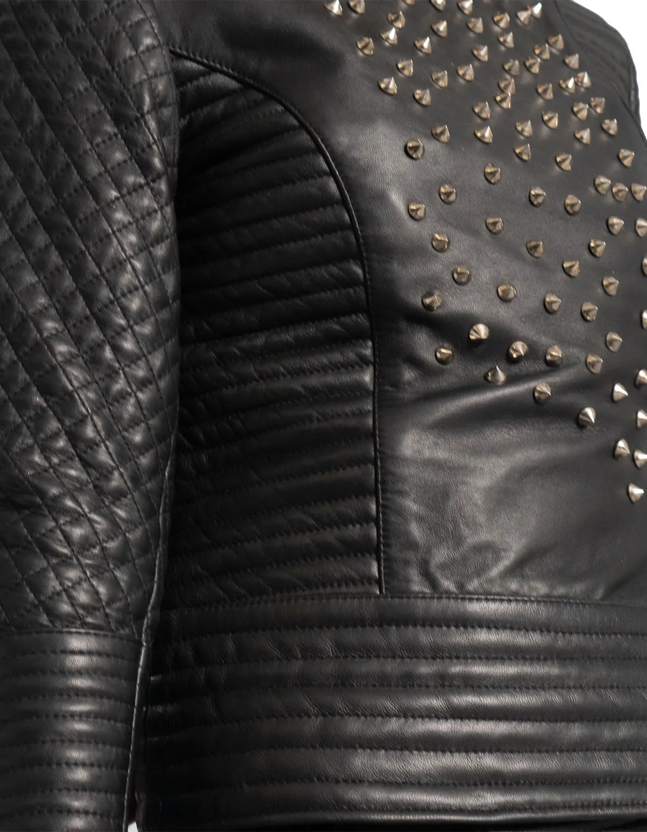 Women's Celeste Studded Black Leather Jacket