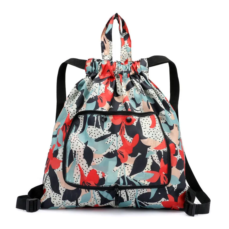 Women's Drawstring Simple Waterproof Folding Buggy Backpacks