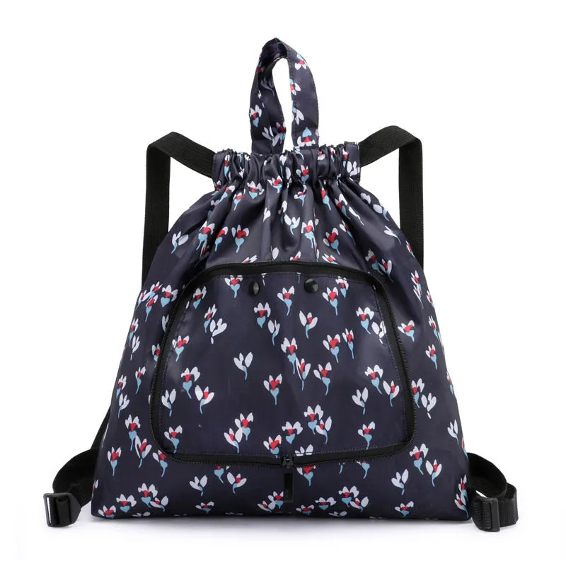 Women's Drawstring Simple Waterproof Folding Buggy Backpacks