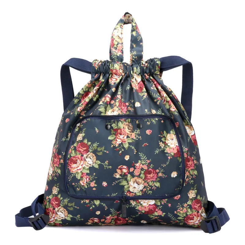 Women's Drawstring Simple Waterproof Folding Buggy Backpacks