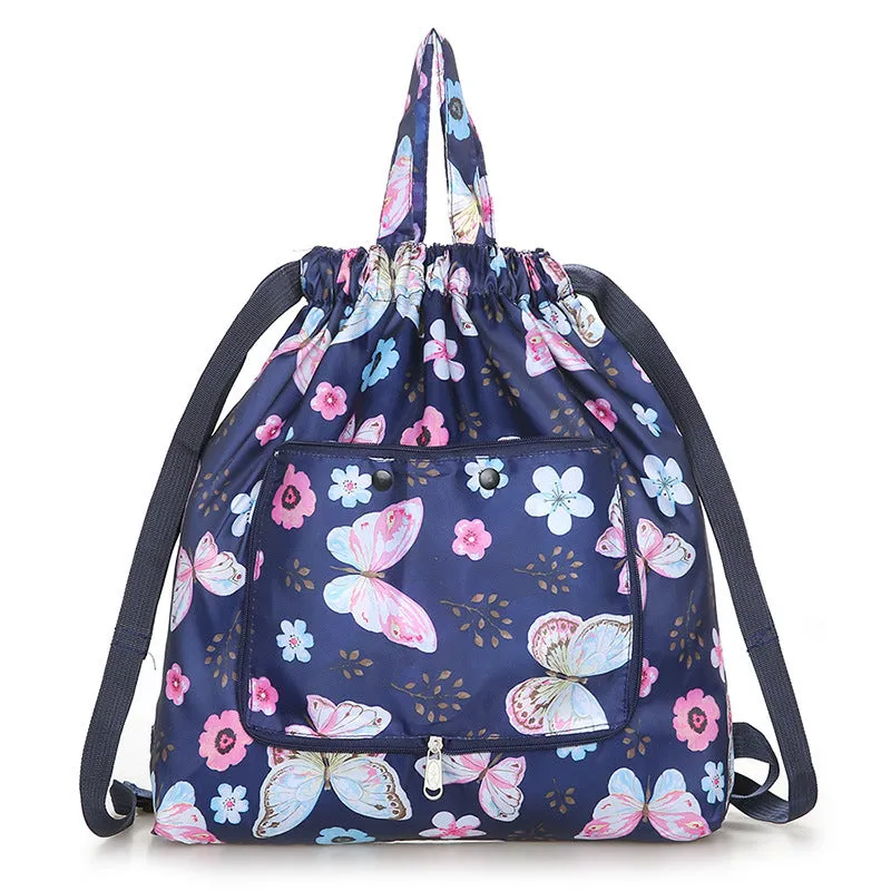 Women's Drawstring Simple Waterproof Folding Buggy Backpacks