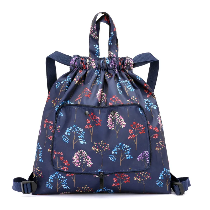Women's Drawstring Simple Waterproof Folding Buggy Backpacks