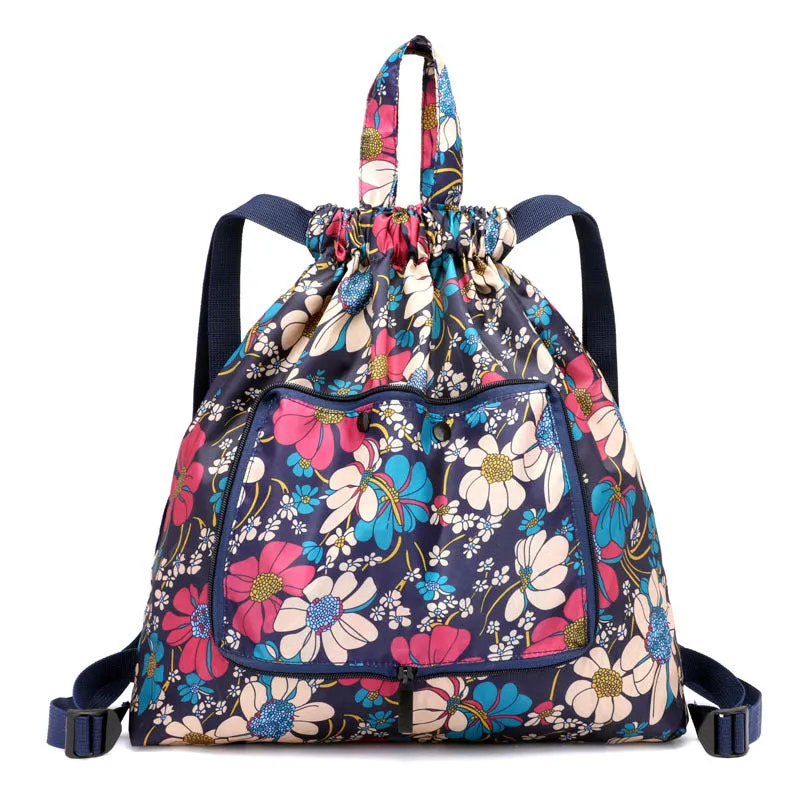 Women's Drawstring Simple Waterproof Folding Buggy Backpacks