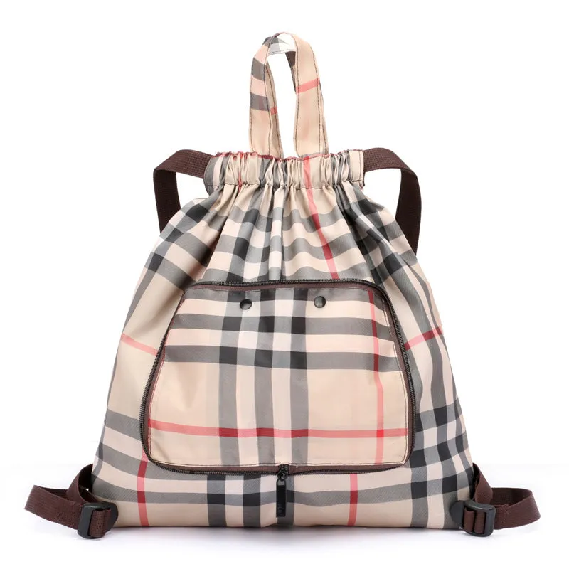 Women's Drawstring Simple Waterproof Folding Buggy Backpacks