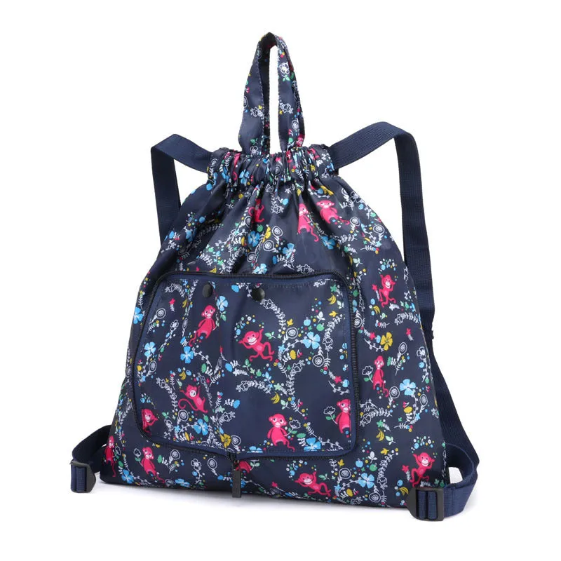 Women's Drawstring Simple Waterproof Folding Buggy Backpacks