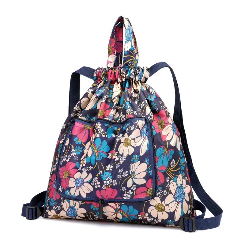 Women's Drawstring Simple Waterproof Folding Buggy Backpacks