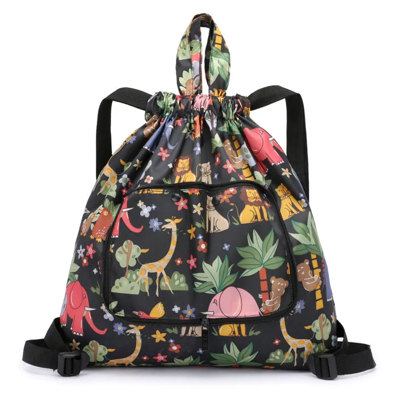 Women's Drawstring Simple Waterproof Folding Buggy Backpacks