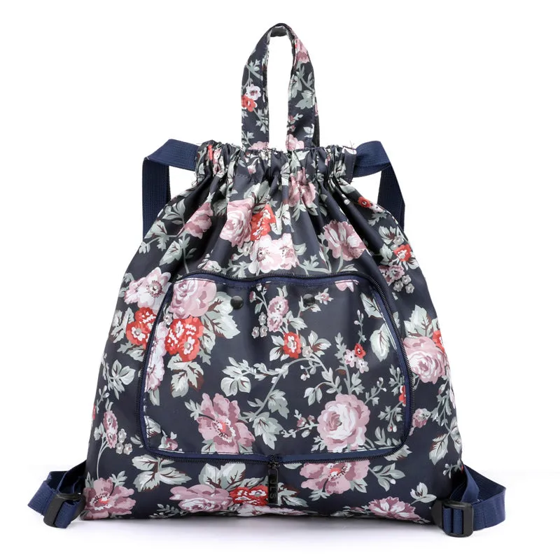 Women's Drawstring Simple Waterproof Folding Buggy Backpacks