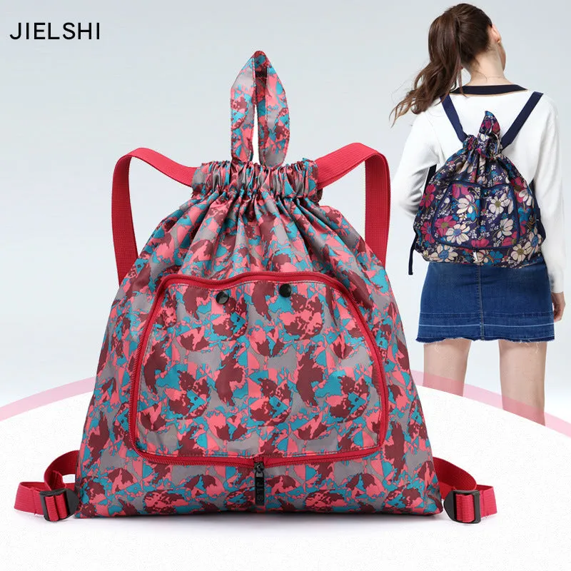 Women's Drawstring Simple Waterproof Folding Buggy Backpacks