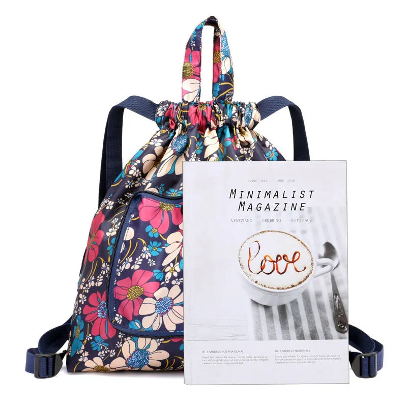 Women's Drawstring Simple Waterproof Folding Buggy Backpacks