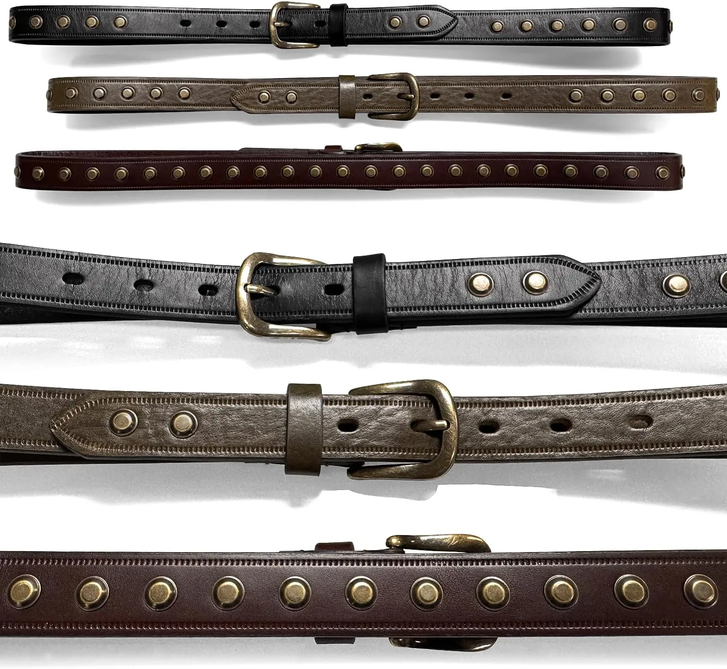 Women's Dress Belt or Studded Punk Dress Jean Belt, 1"(25mm) & 1-1/8"(30mm) wide