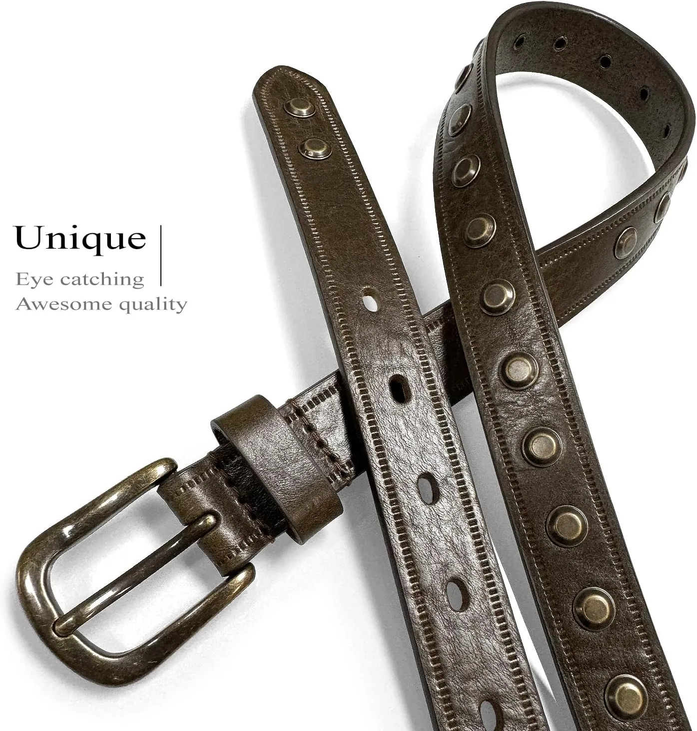 Women's Dress Belt or Studded Punk Dress Jean Belt, 1"(25mm) & 1-1/8"(30mm) wide