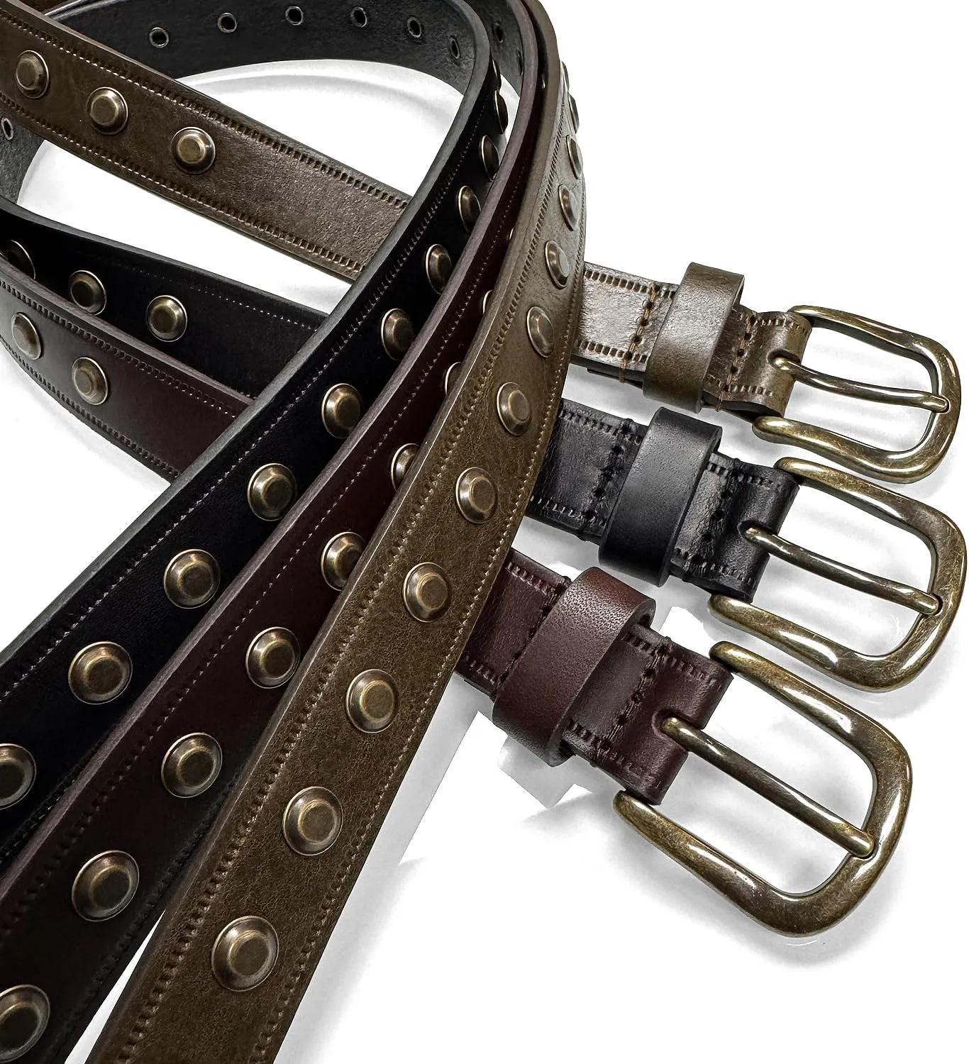 Women's Dress Belt or Studded Punk Dress Jean Belt, 1"(25mm) & 1-1/8"(30mm) wide