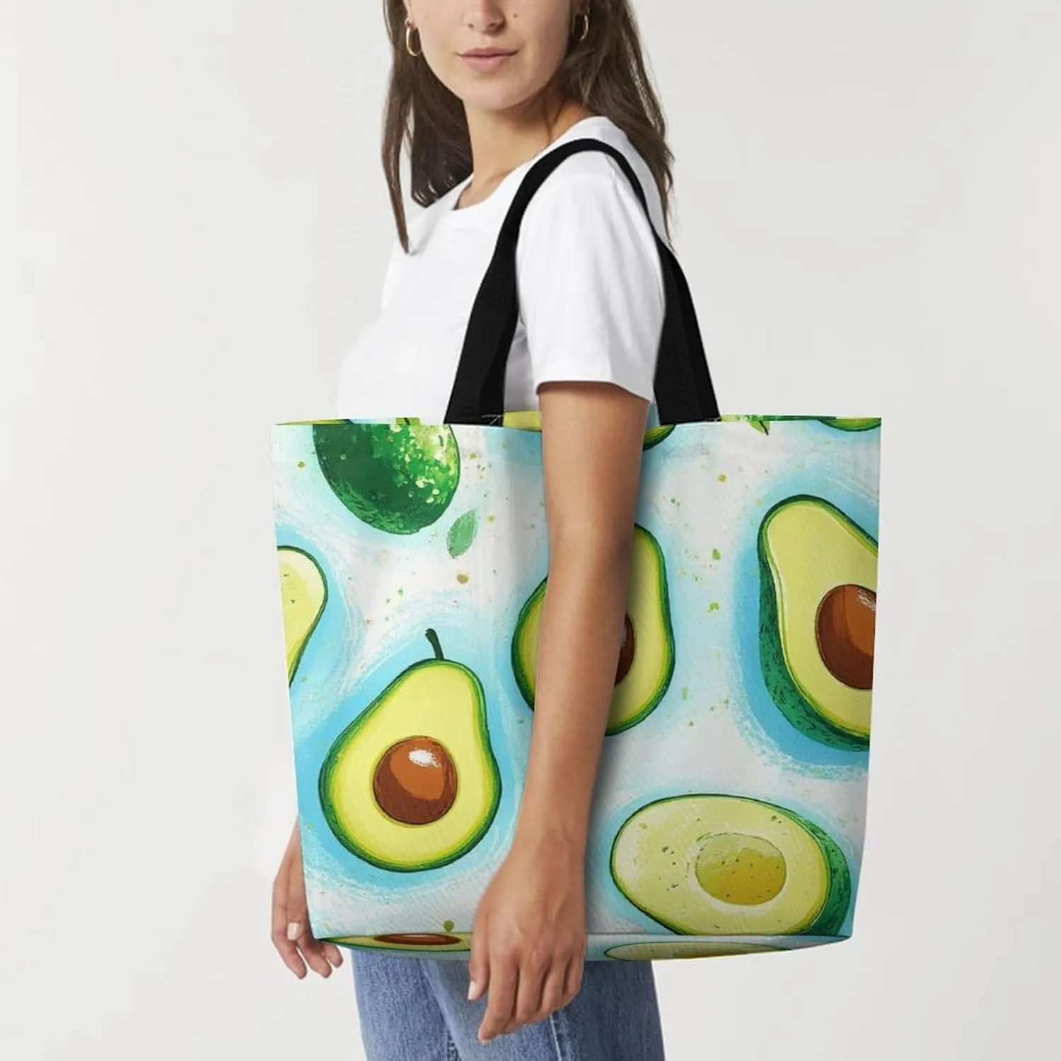 Womens Grocery Bag, Large Capacity Tote Bags Portable Reusable Shopping Shoulder Bag
