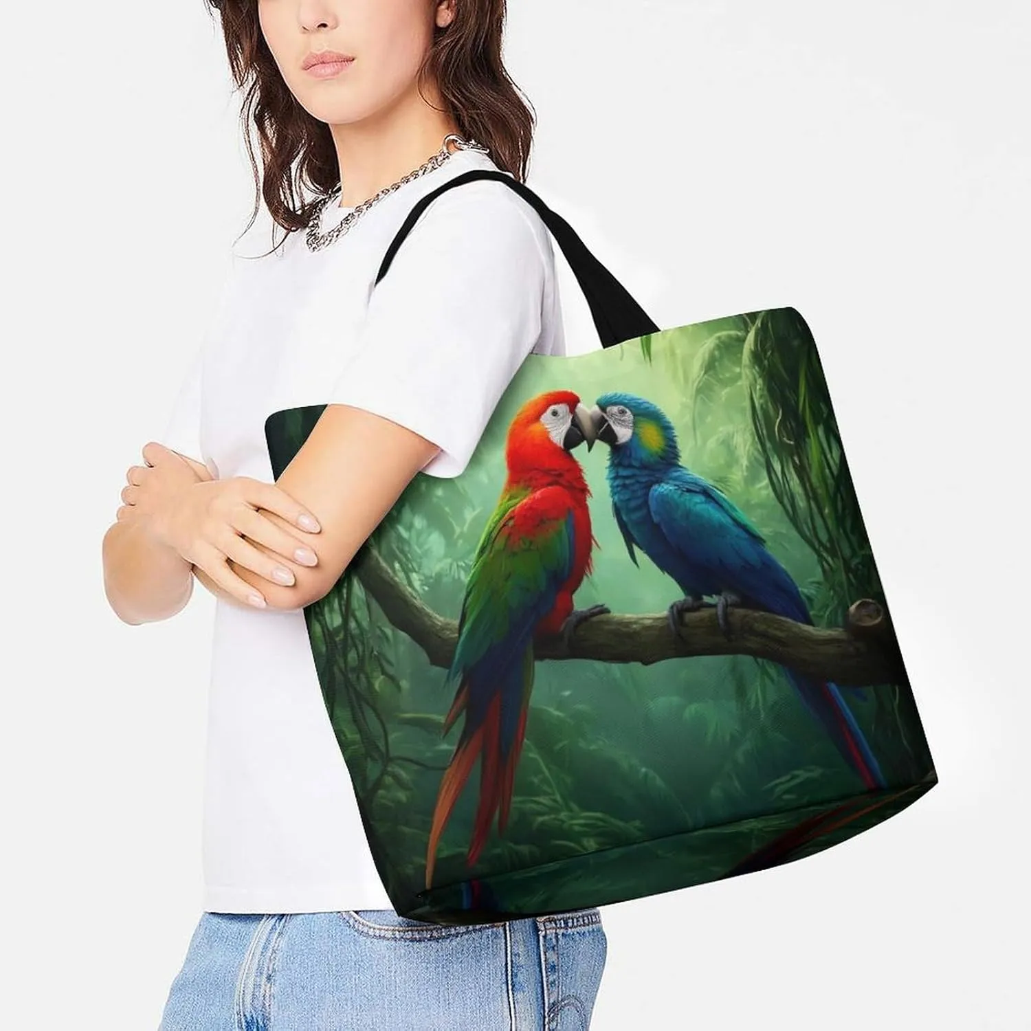 Womens Grocery Bag, Large Capacity Tote Bags Portable Reusable Shopping Shoulder Bag