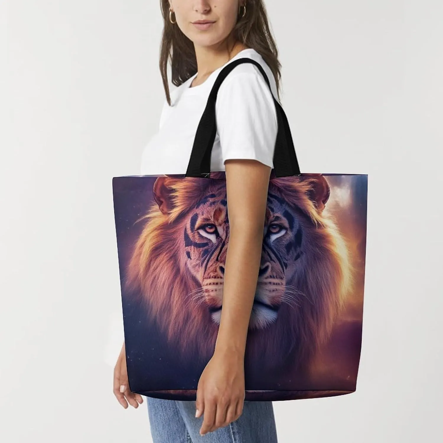 Womens Grocery Bag, Large Capacity Tote Bags Portable Reusable Shopping Shoulder Bag
