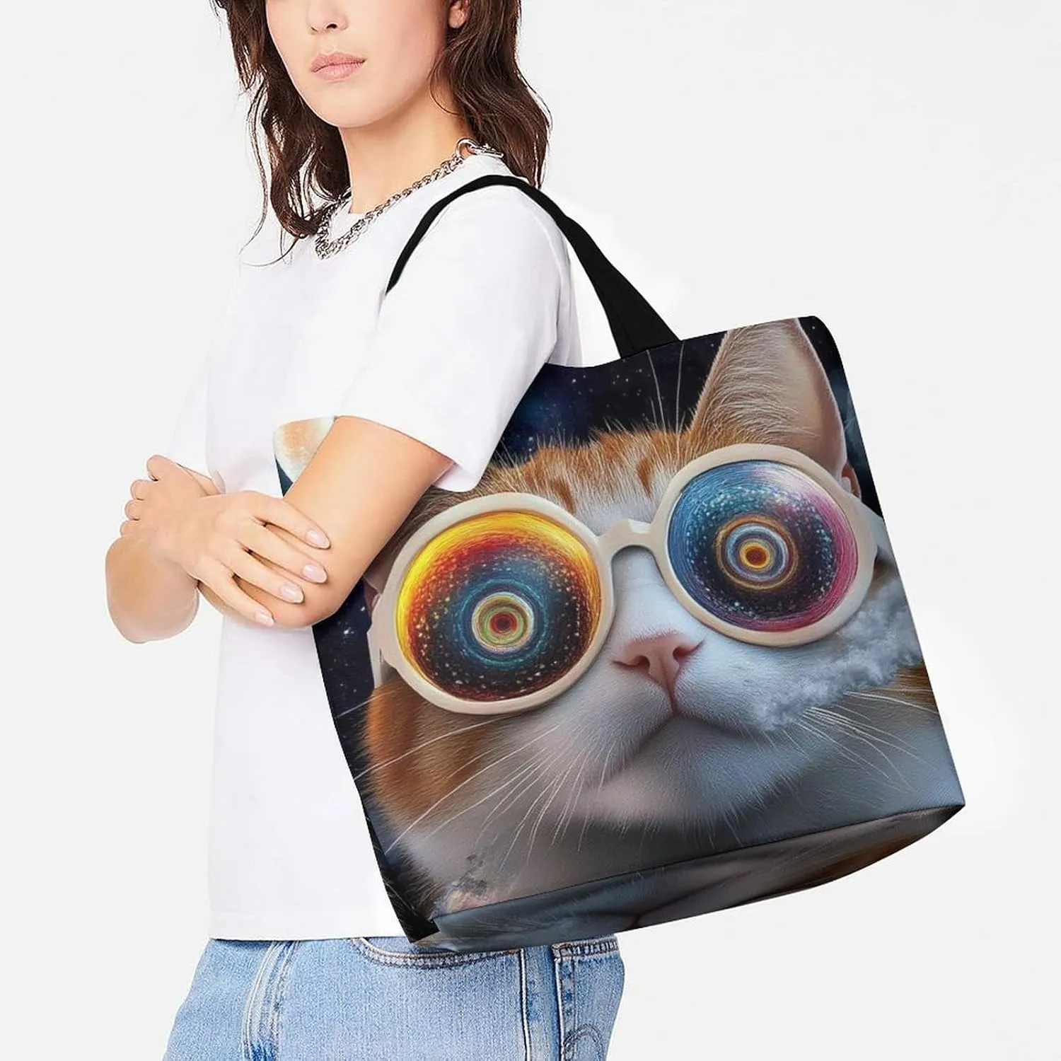 Womens Grocery Bag, Large Capacity Tote Bags Portable Reusable Shopping Shoulder Bag
