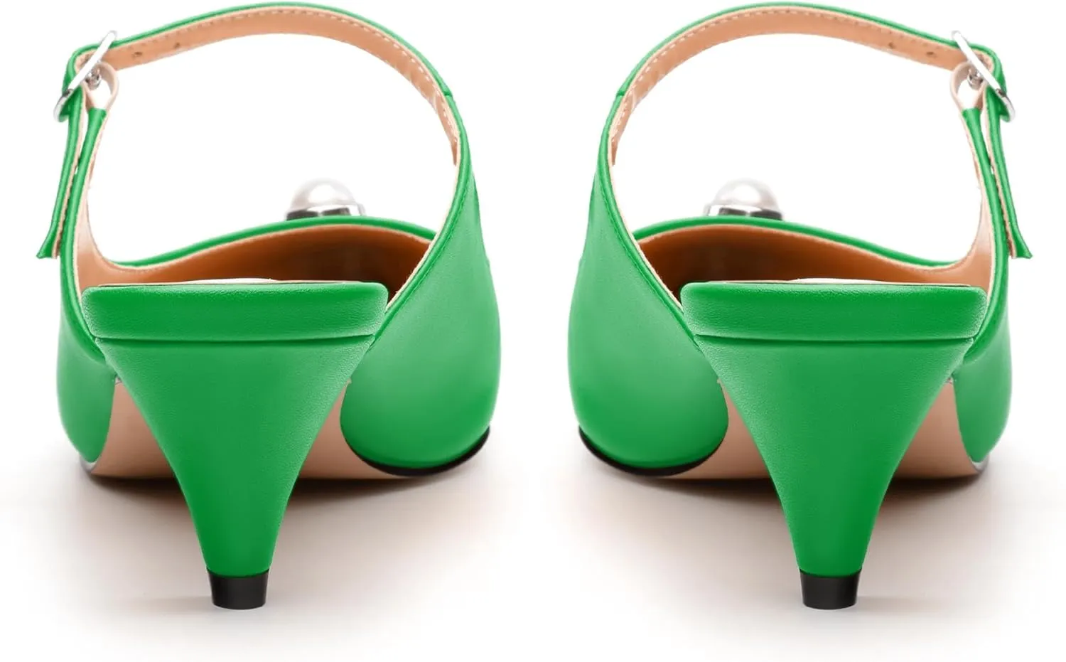 Women's Heeled Sandal, Two Toned Patchwork Pointed Toe, Low Heels Slide Buckle Backstrap, Fashion Closed Toe Sandals for Women
