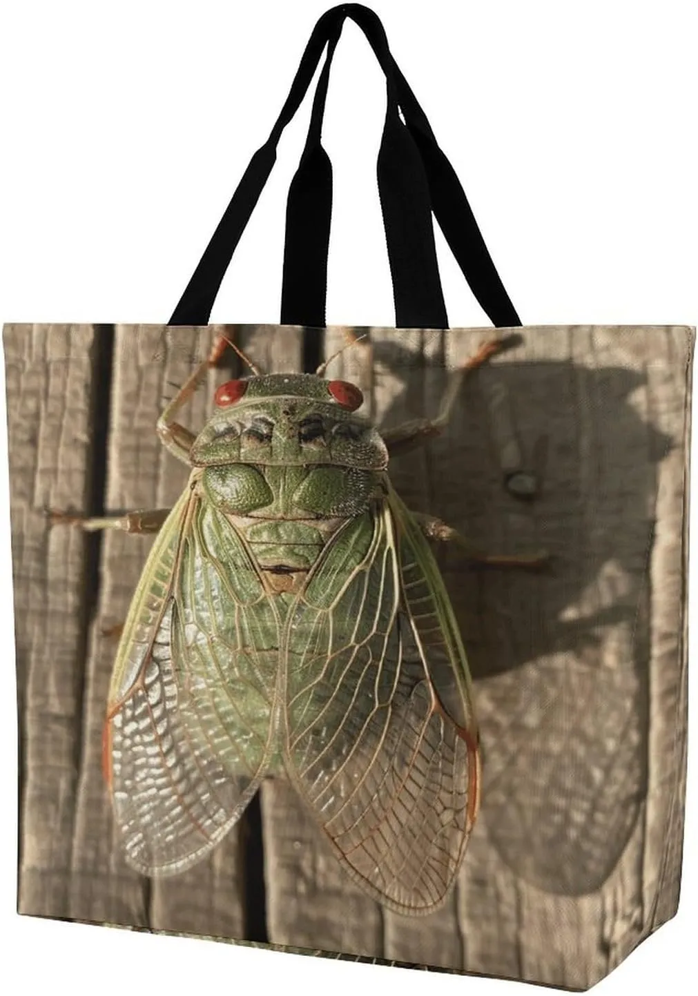 Women's Large-capacity Shoulder Shopping Bag Reusable Foldable Shopping Bags A Green Cicada Beach Bag