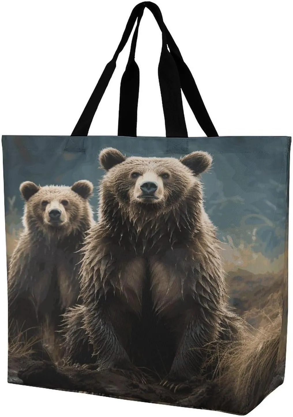 Women's Large-capacity Shoulder Shopping Bag Reusable Foldable Shopping Bags Encounter Animal Bear Beach Bag