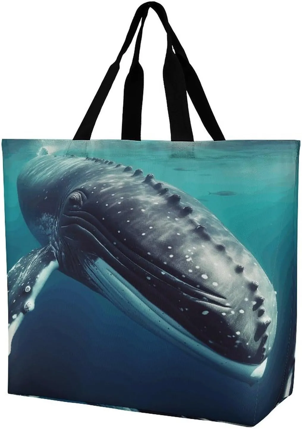 Women's Large-capacity Shoulder Shopping Bag Reusable Foldable Shopping Bags Fish in The Sea Beach Bag