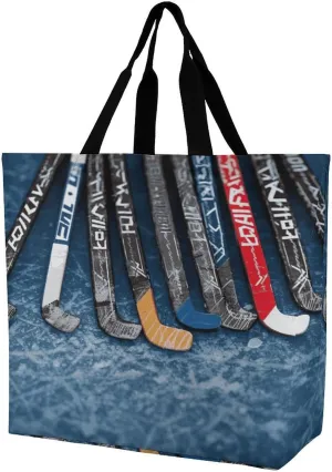Women's Large-capacity Shoulder Shopping Bag Reusable Foldable Shopping Bags Ice Hockey Sticks Beach Bag