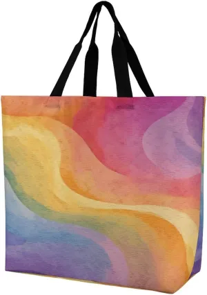 Women's Large-capacity Shoulder Shopping Bag Reusable Foldable Shopping Bags Rainbow Beach Bag