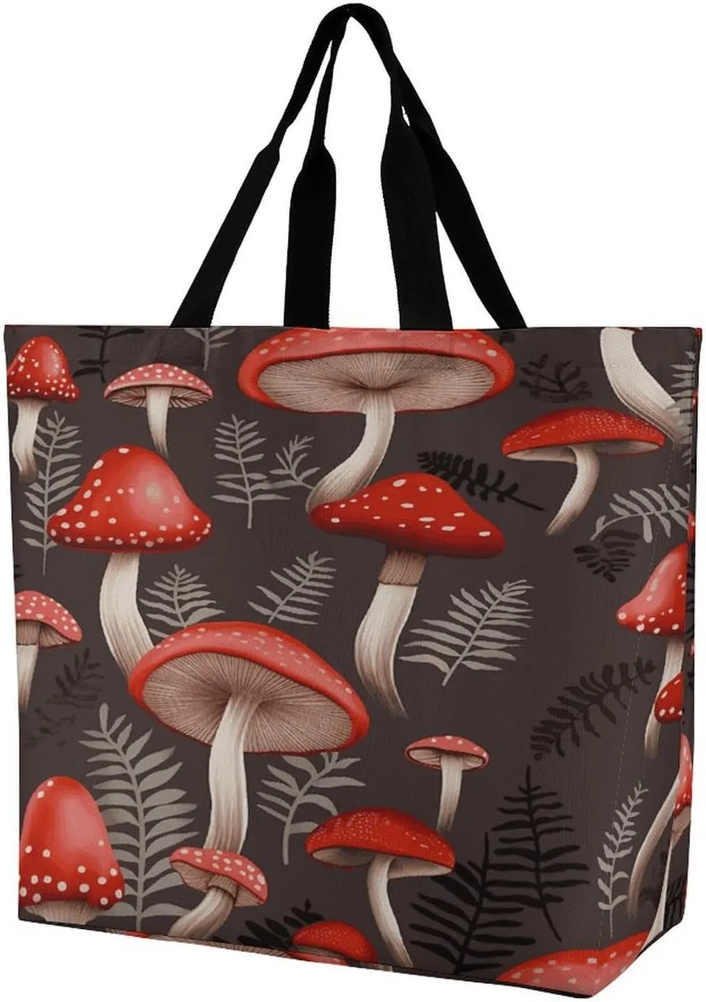 Women's Large-capacity Shoulder Shopping Bag Reusable Foldable Shopping Bags Red Mushrooms Beach Bag