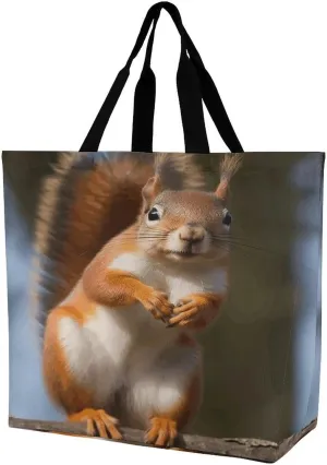 Women's Large-capacity Shoulder Shopping Bag Reusable Foldable Shopping Bags Squirrel Funny Animal Beach Bag