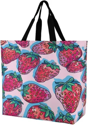 Women's Large-capacity Shoulder Shopping Bag Reusable Foldable Shopping Bags Strawberry Pattern Style Beach Bag
