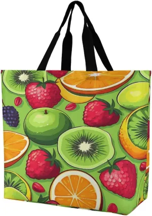 Women's Large-capacity Shoulder Shopping Bag Reusable Foldable Shopping Bags Various Fruits Beach Bag