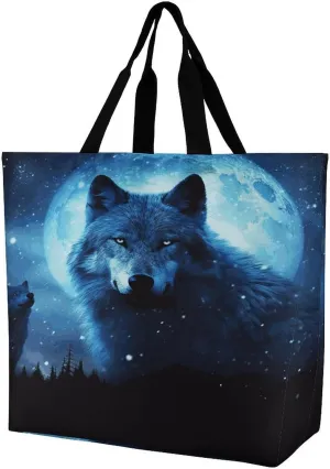 Women's Large-capacity Shoulder Shopping Bag Reusable Foldable Shopping Bags Wolfs Beach Bag