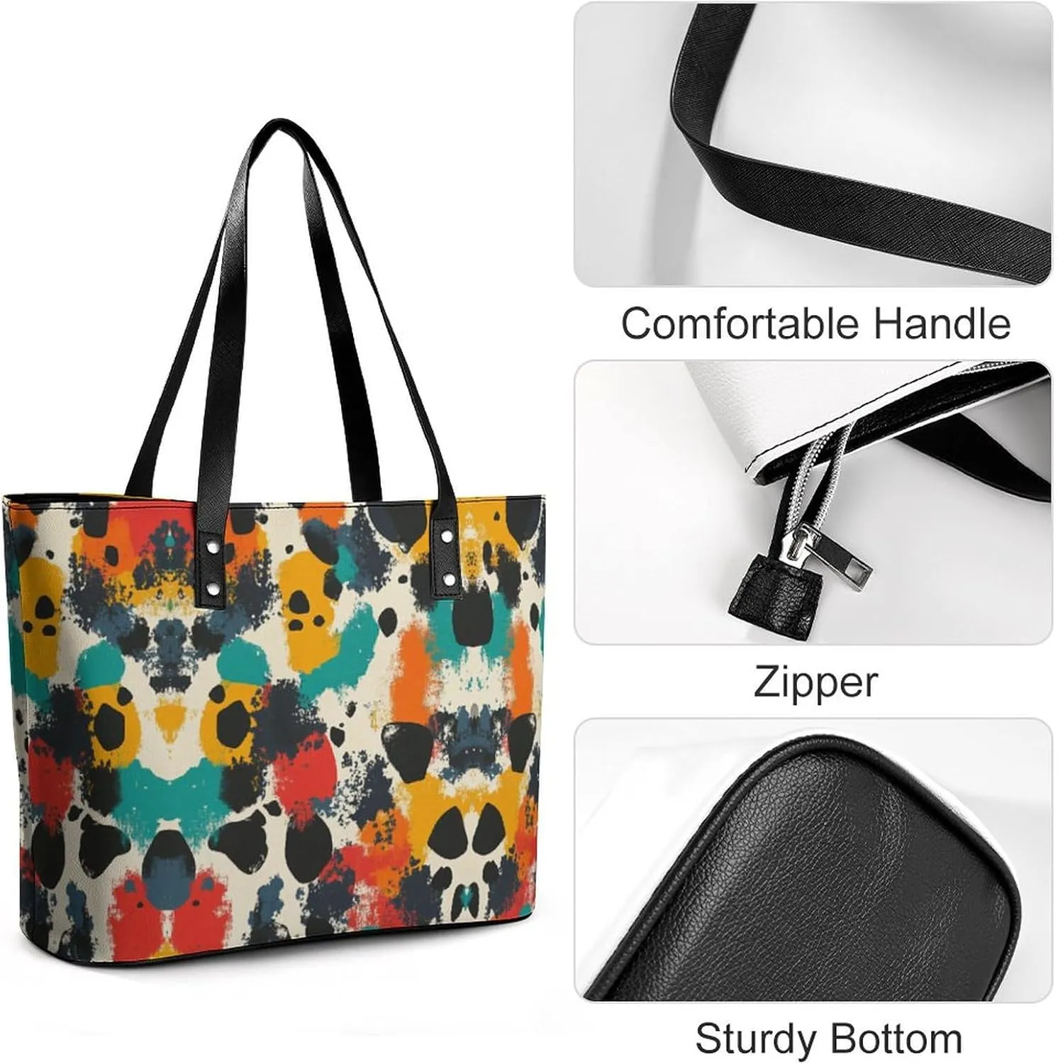 Women's Leather Tote Bag Fashion Handbag for Work Travel Shopping Daily Use Large Capacity Shoulder Purse