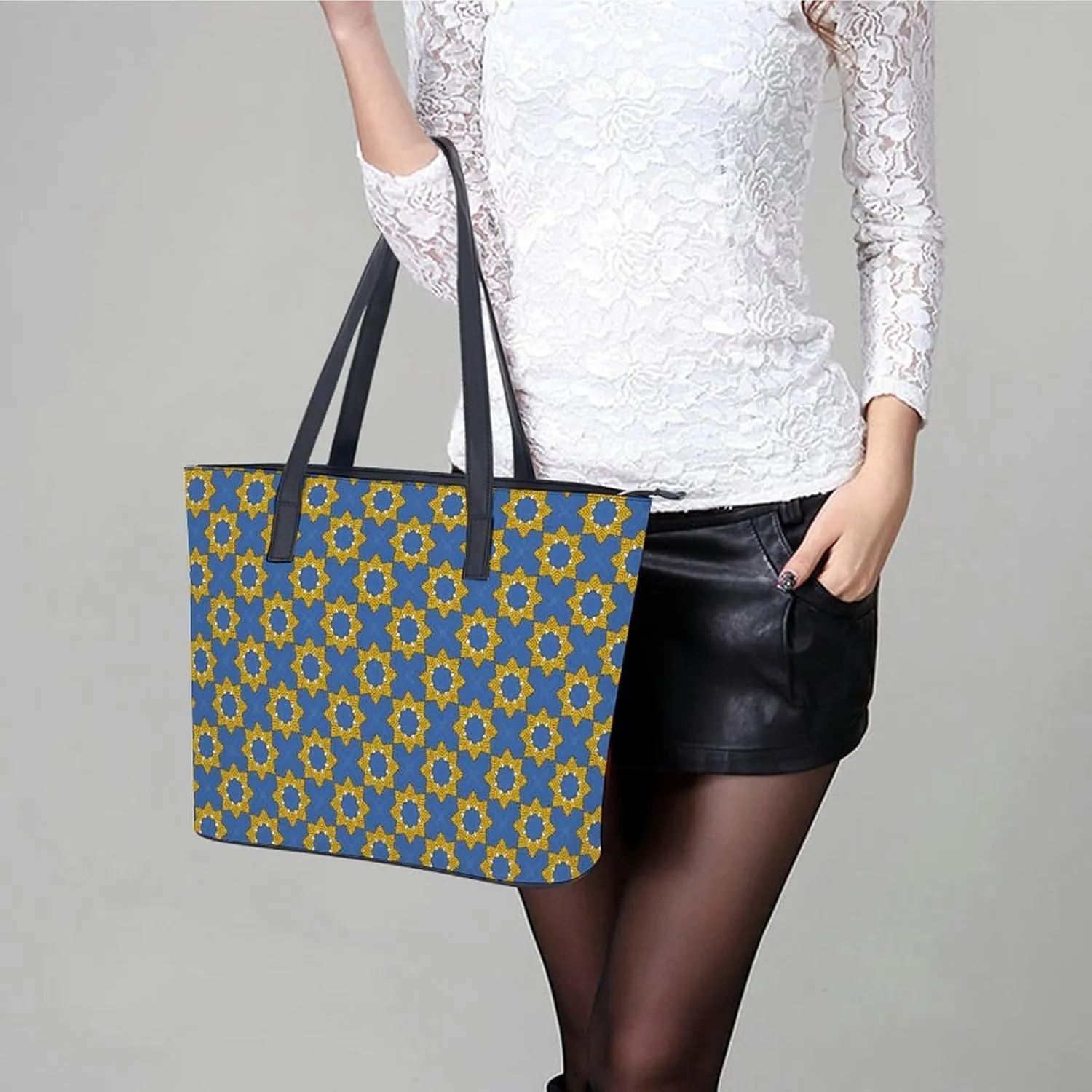 Women's Leather Tote Bag Fashion Handbag for Work Travel Shopping Daily Use Large Capacity Shoulder Purse