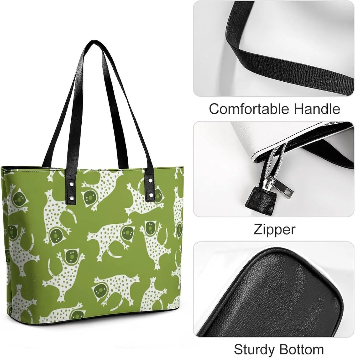 Women's Leather Tote Bag Fashion Handbag for Work Travel Shopping Daily Use Large Capacity Shoulder Purse