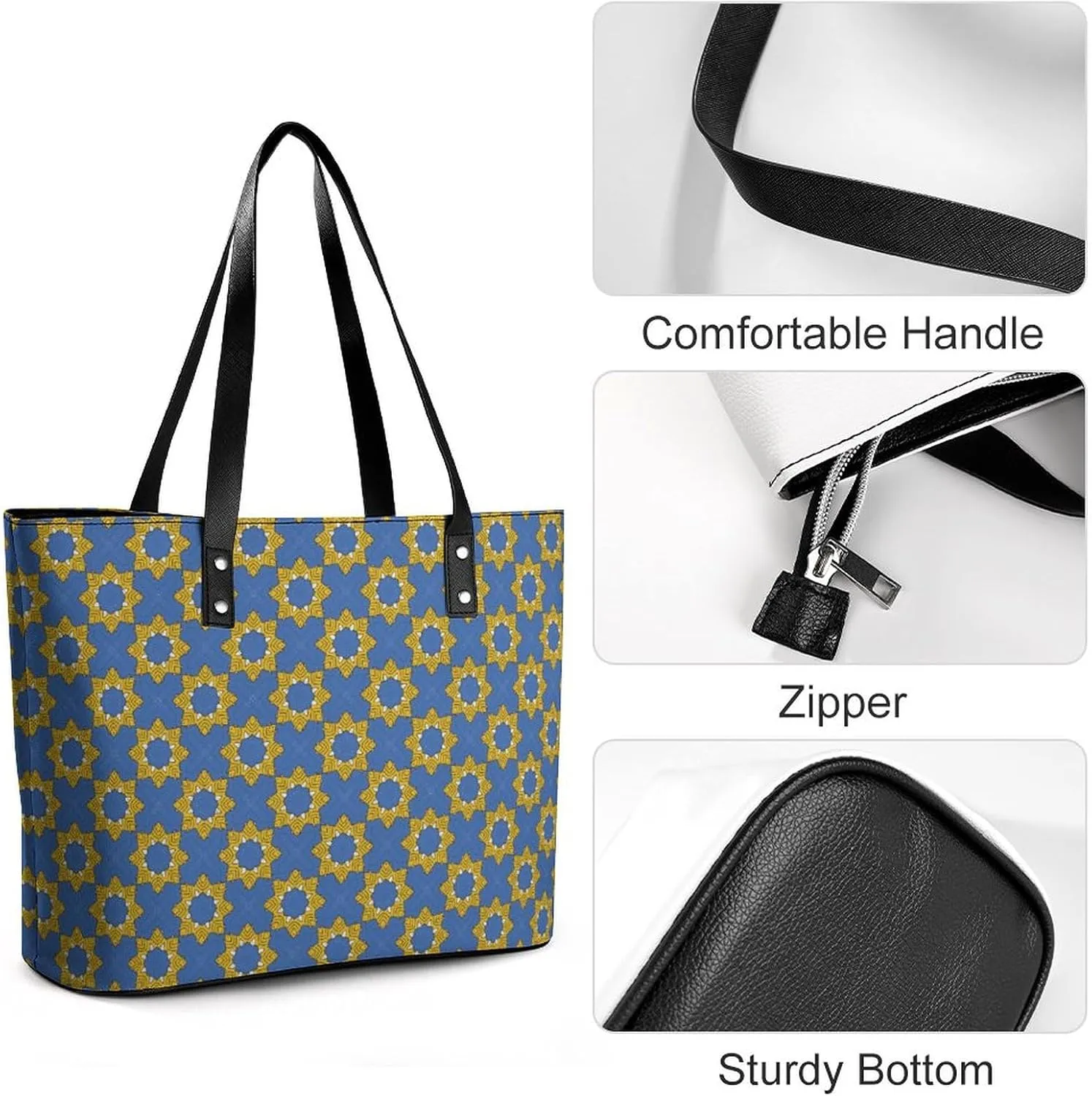 Women's Leather Tote Bag Fashion Handbag for Work Travel Shopping Daily Use Large Capacity Shoulder Purse