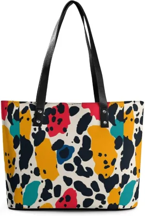 Women's Leather Tote Bag Fashion Handbag for Work Travel Shopping Daily Use Large Capacity Shoulder Purse