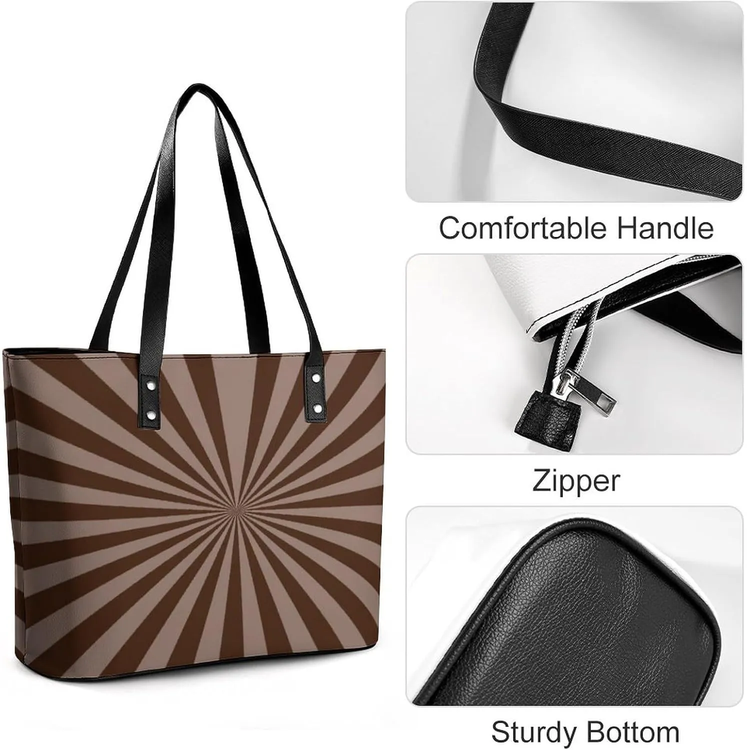 Women's Leather Tote Bag Fashion Handbag for Work Travel Shopping Daily Use Large Capacity Shoulder Purse