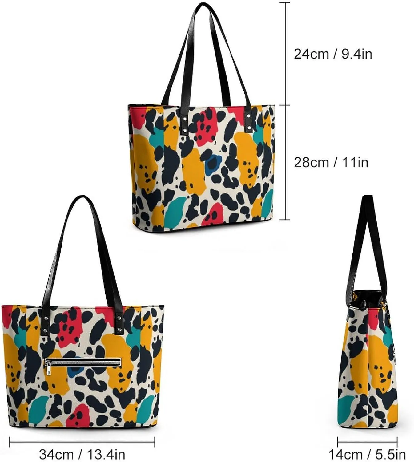 Women's Leather Tote Bag Fashion Handbag for Work Travel Shopping Daily Use Large Capacity Shoulder Purse