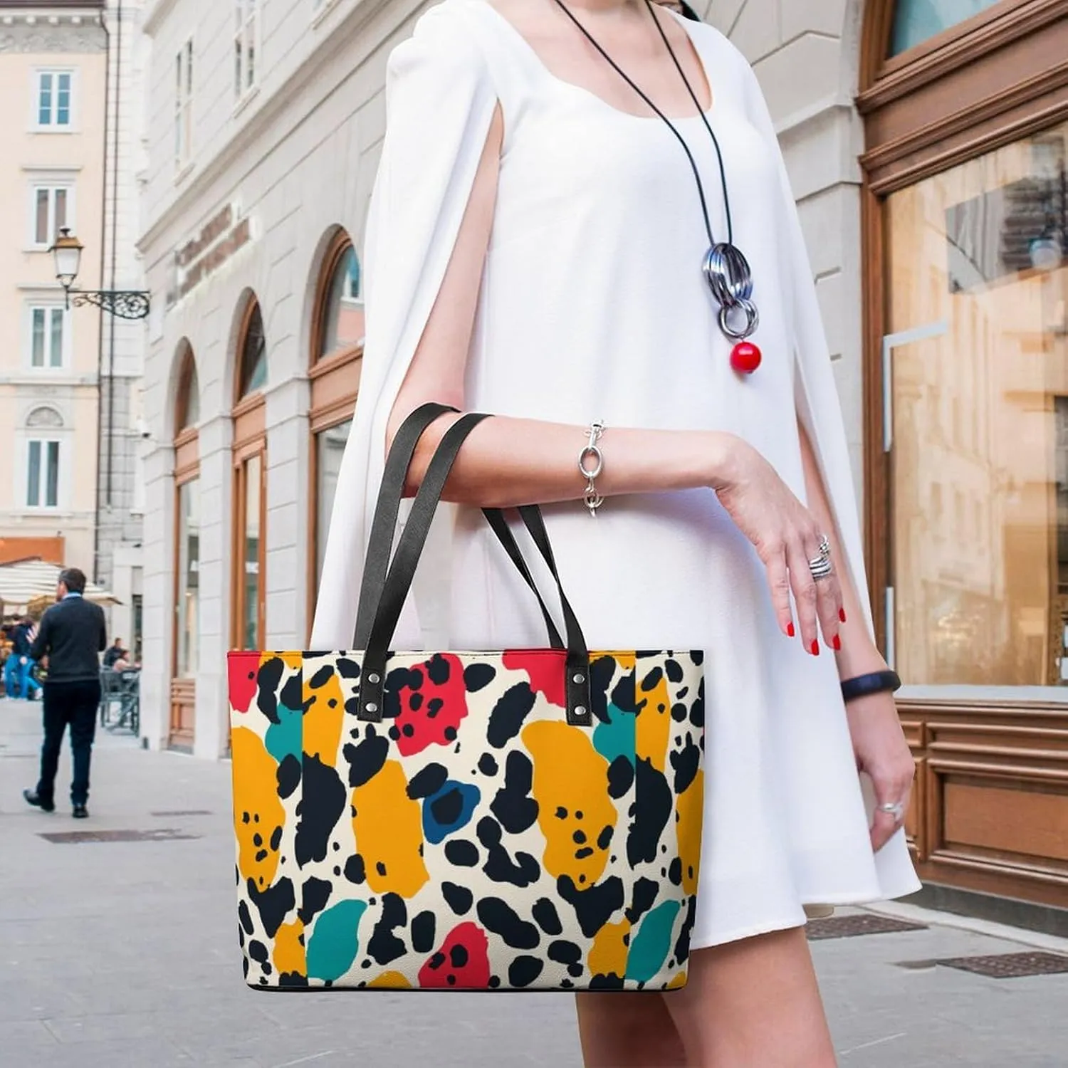 Women's Leather Tote Bag Fashion Handbag for Work Travel Shopping Daily Use Large Capacity Shoulder Purse
